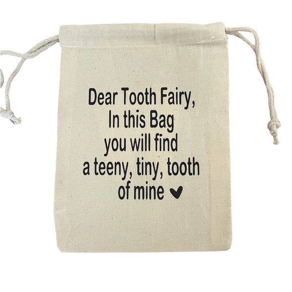 🦷🧚🏻♀️Custom Personalized Tooth Fairy Bag Pouch Keepsake Sack w/ Tooth Holder - Picture 2 of 3